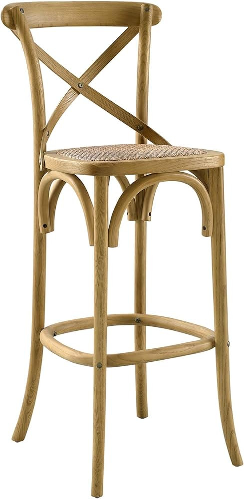 Modway Gear X-Back Wood Fully Assembled Bar Stool in Natural | Amazon (US)