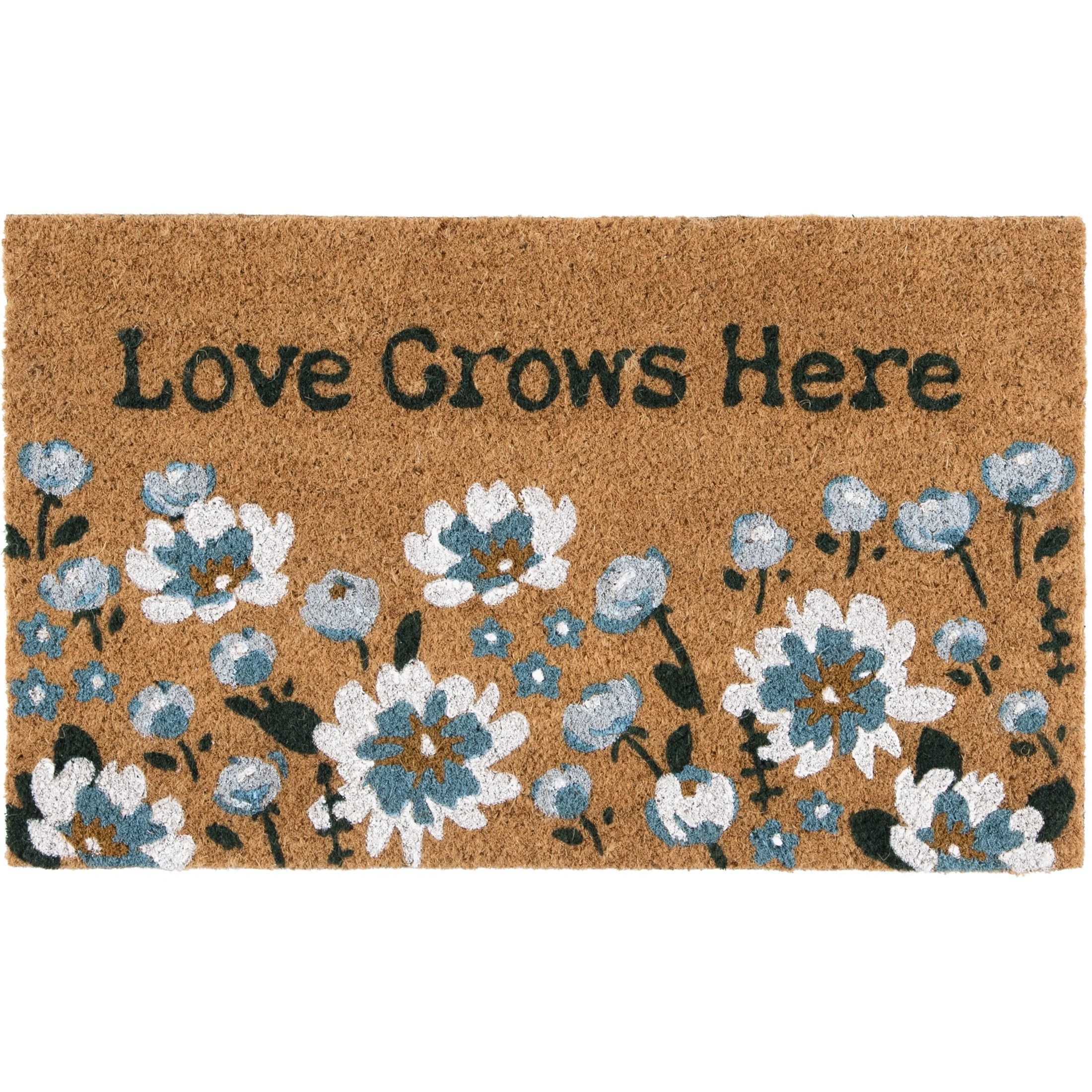 Home Decor Collection Blue Floral Loves Grows Here Outdoor Doormat, 18"x30" | Walmart (US)