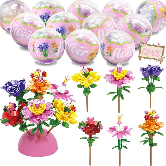 WODMAZ 12 Pcs Prefilled Easter Eggs with Bouquet, Surprise Easter Egg Flower Toys Set for Kids Ea... | Amazon (US)