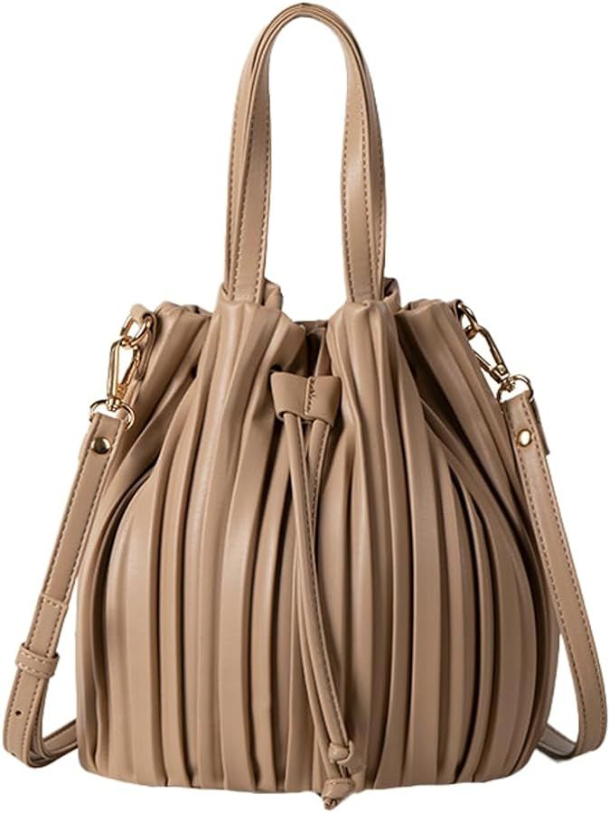 Women's Bucket Shoulder Crossbody Bag PU Leather Hobo Small Totes Handbag Soft Purse Fashion Satc... | Amazon (US)