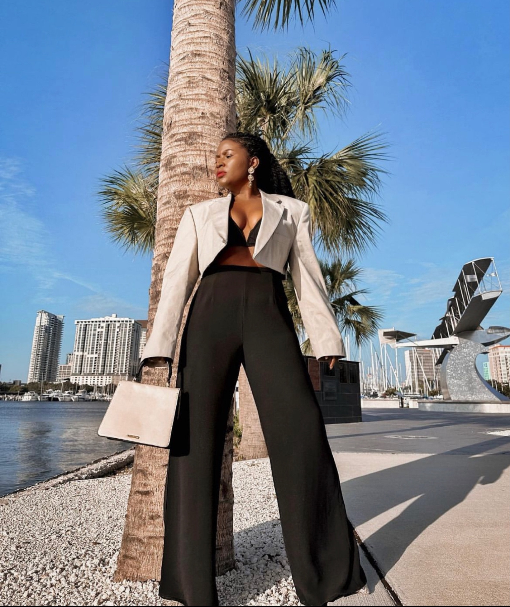 How I style a cropped blazer for brunch. This is by far one of my favorite effortless cute Brunch Look. 

Florida weather friendly date night outfit 

High waist wide leg black trousers, cropped blazer , bralette , spring vacation outfit ideas 

#LTKstyletip #LTKtravel #LTKFind