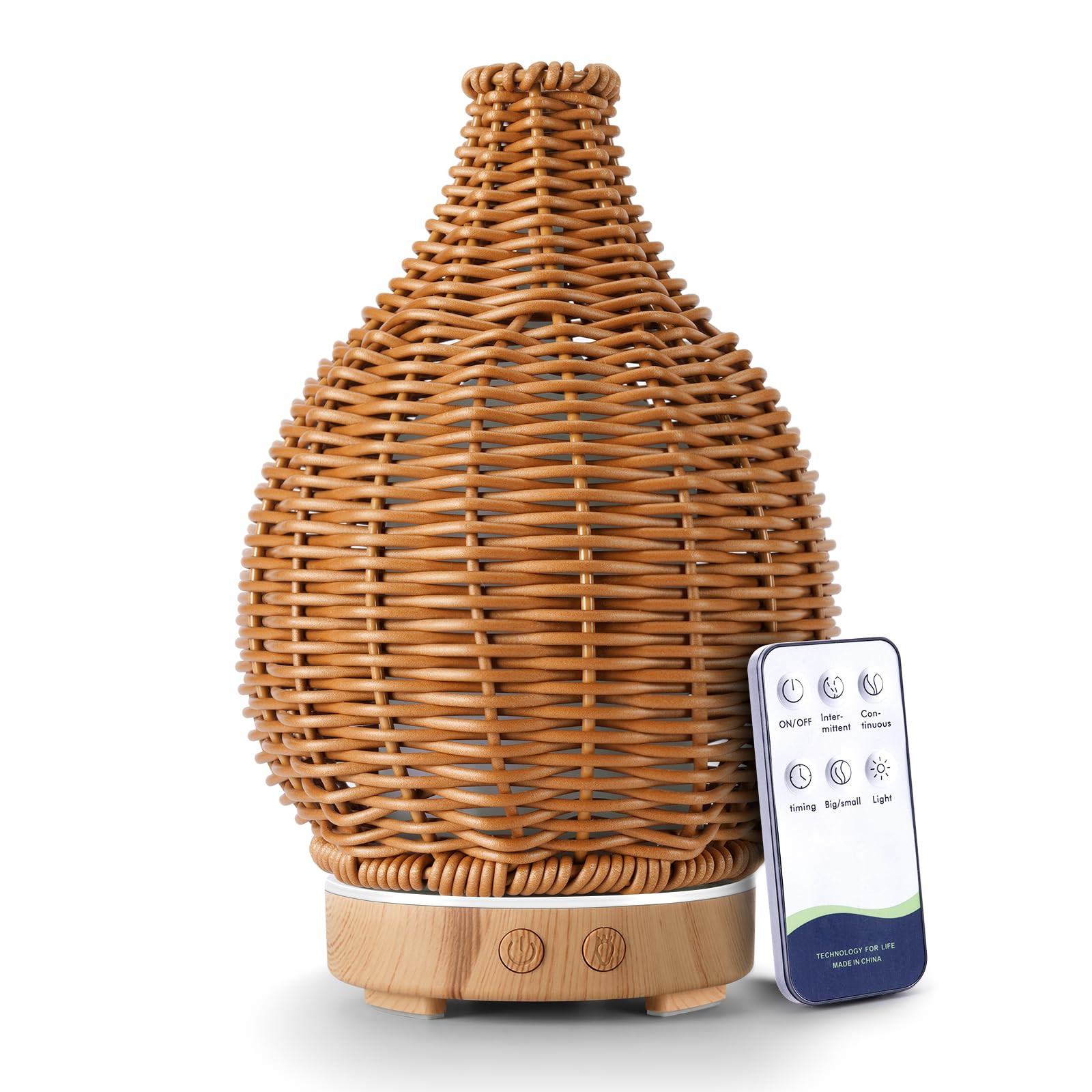 Boho Essential Oil Diffuser for Home Rattan Weaving with Remote Control, 100mL 7 Changing Color L... | Amazon (US)