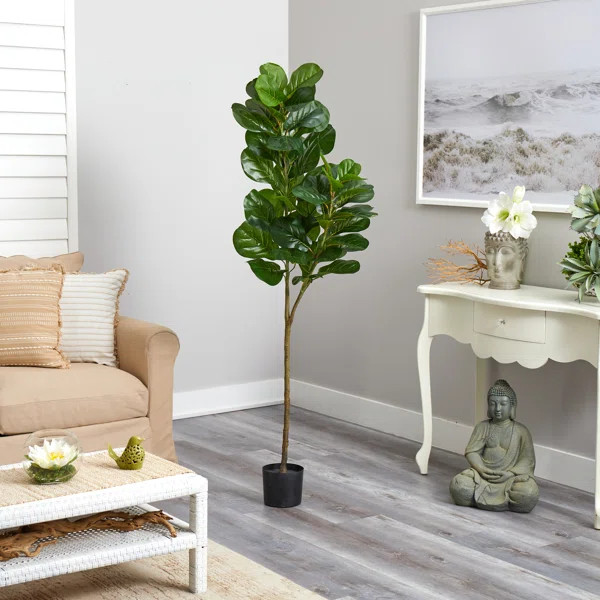 Artificial Fiddle Leaf Fig Tree in Planter | Wayfair North America