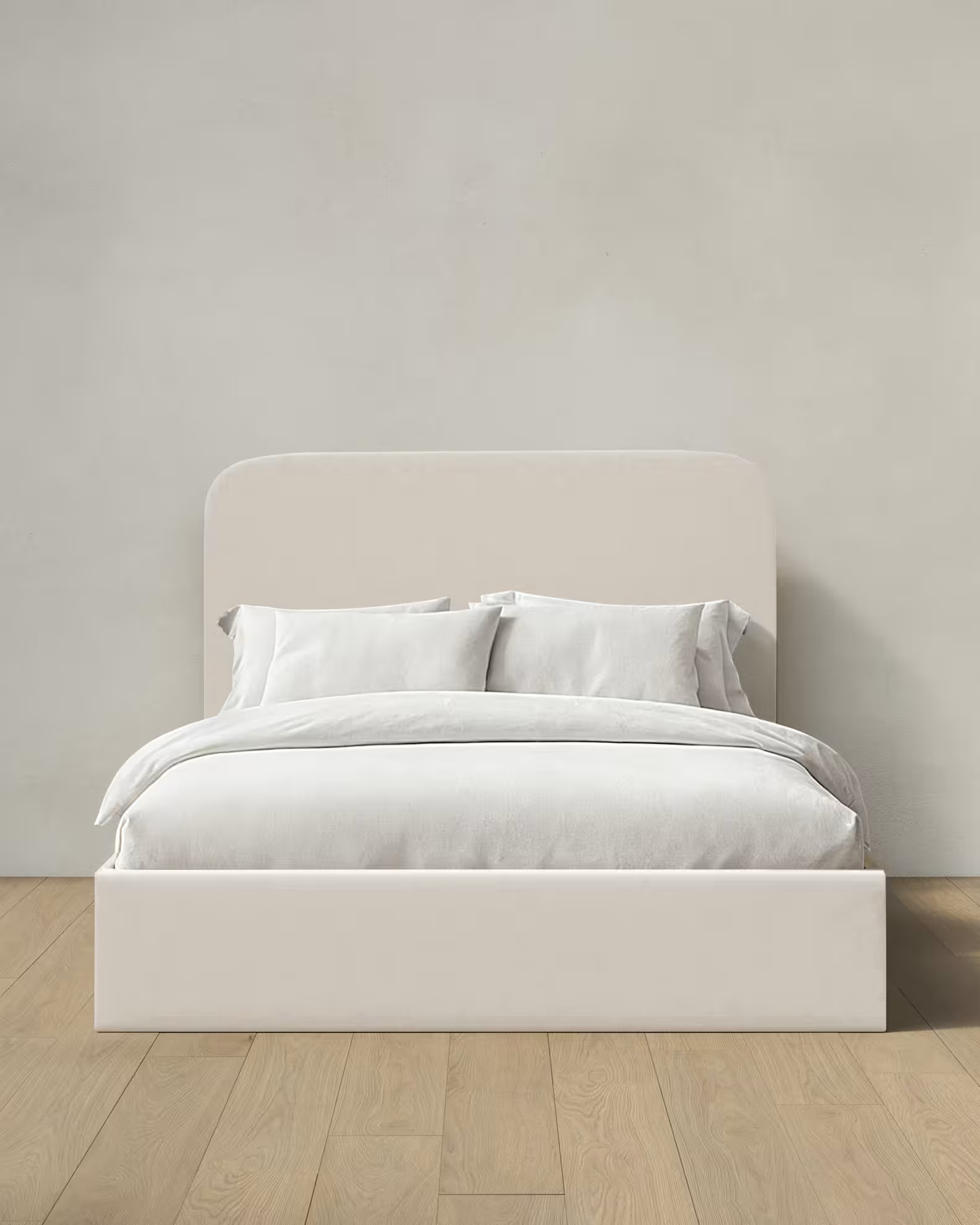 Performance Linen Blend Curved Bed 48" in Ivory | Quince