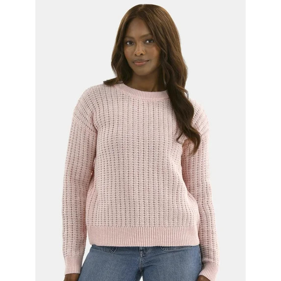 Time and Tru Women's and Women’s Plus Textured Stitch Sweater, Midweight, Sizes XS-4X | Walmart (US)