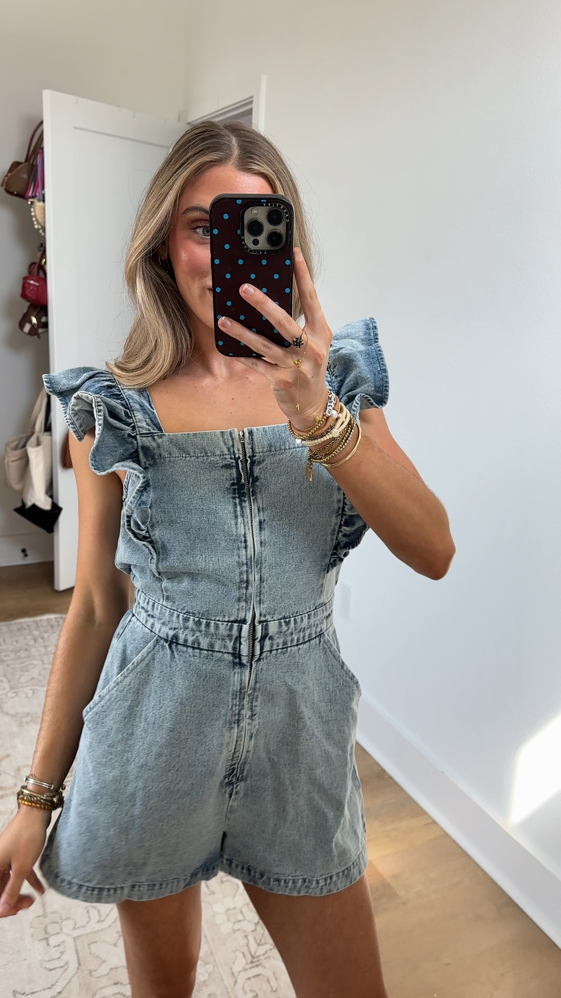 @balticbornclothing denim romper size small and I’m 5’4. My code is SLOANEBB15. A laid-back, denim-inspired romper designed for warm-weather days. Crafted from a soft cotton blend, it features a square neckline, short flutter sleeves, and a functional front zipper for easy wear. The shorts include roomy front pockets and a back elastic waist for a comfortable, flattering fit.

#LTKSeasonal #LTKootd #LTKSaleAlert