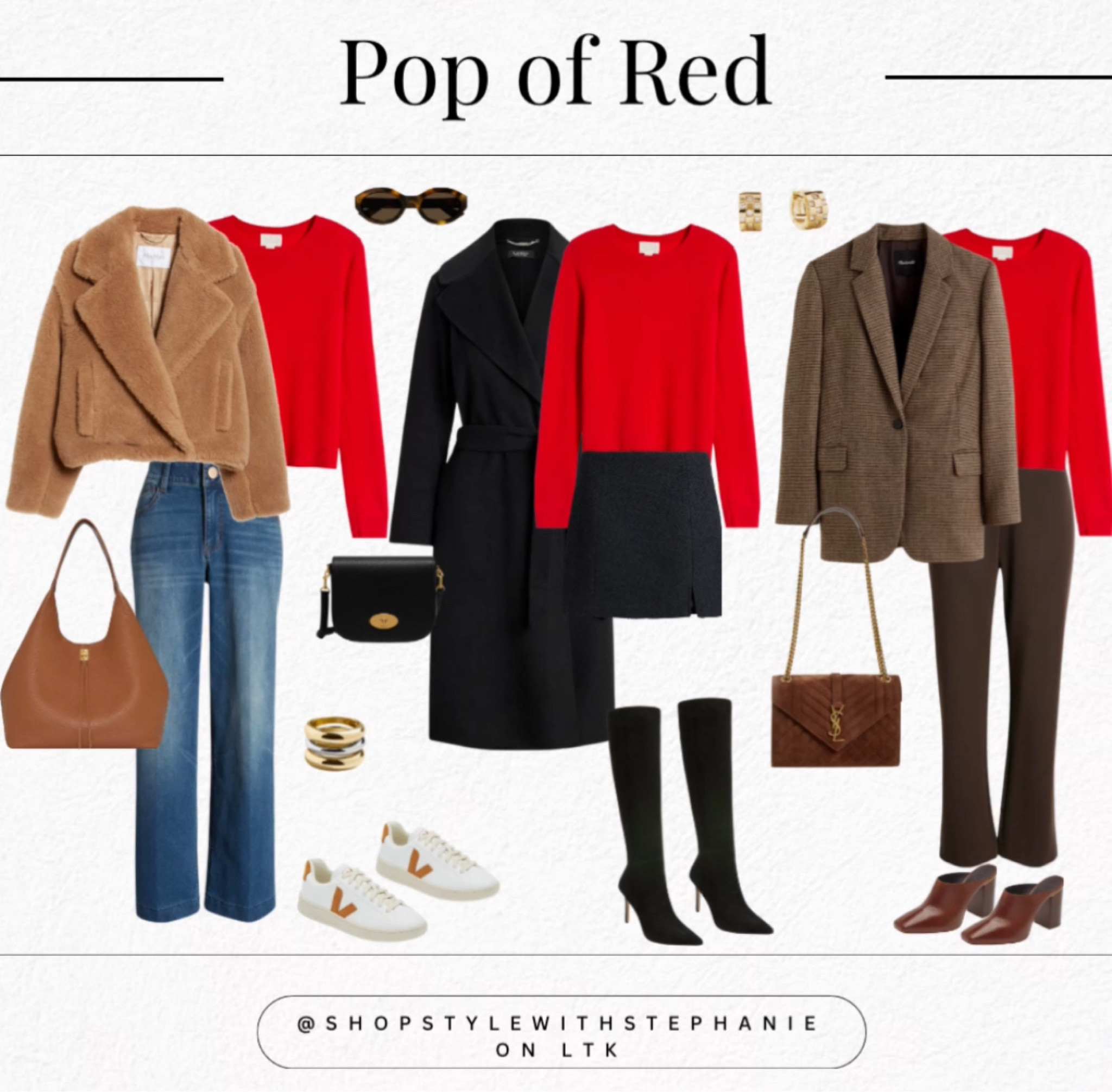 One red cashmere sweater, three chic looks! ❤️ This wardrobe staple is as versatile as it is cozy. Pair it with jeans for a casual vibe, dress it up with a midi skirt for date night, or layer it under a blazer for a polished office look. Swipe to see how I styled it three ways—saving you time and closet space. 💃 Which look is your fave? #LTKstyletip #cashmerelove #winterwardrobe

#LTKSeasonal #LTKStyleTip #LTKHoliday
