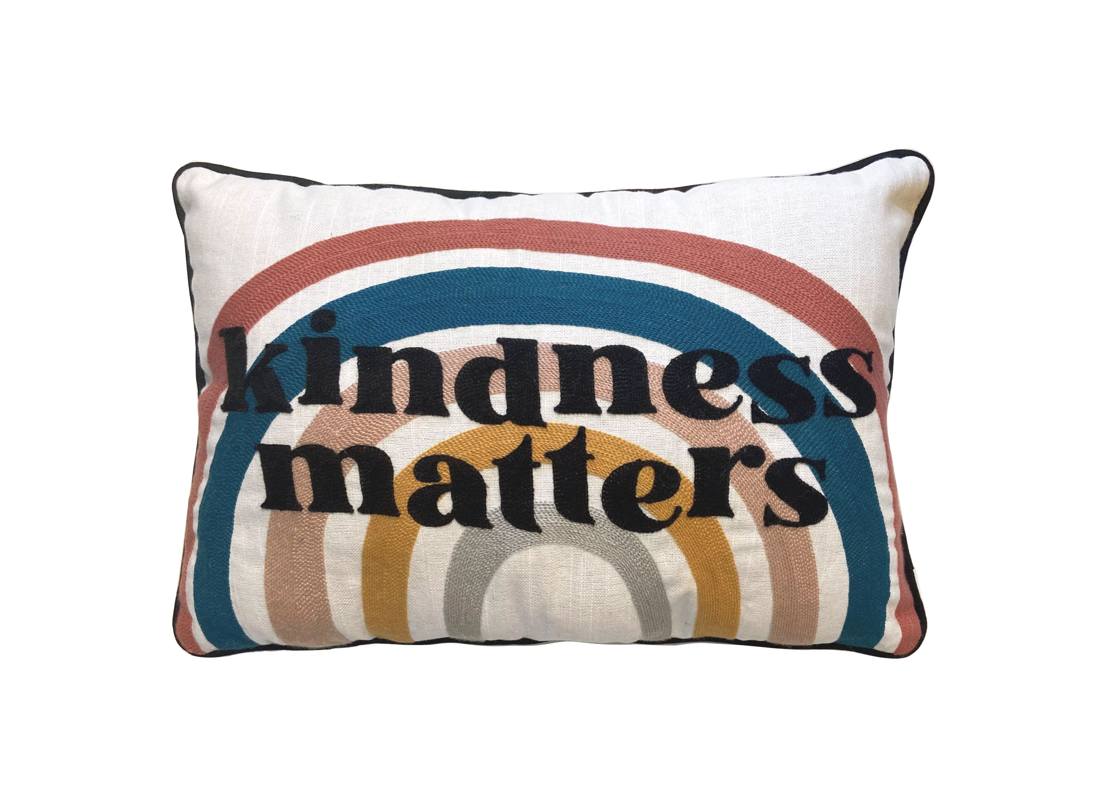 Kindness Matters Cotton Contemporary Oblong Throw Pillow, Gray, 12" x 18", Oblong, 1 Piece | Walmart (US)