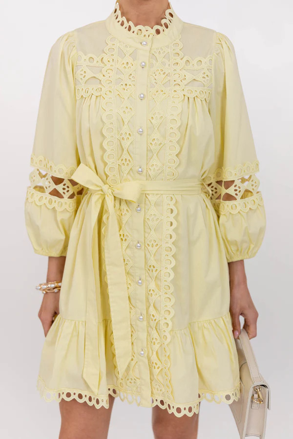 Sweet Gatherings Yellow Crochet Dress | The Mint Julep Boutique