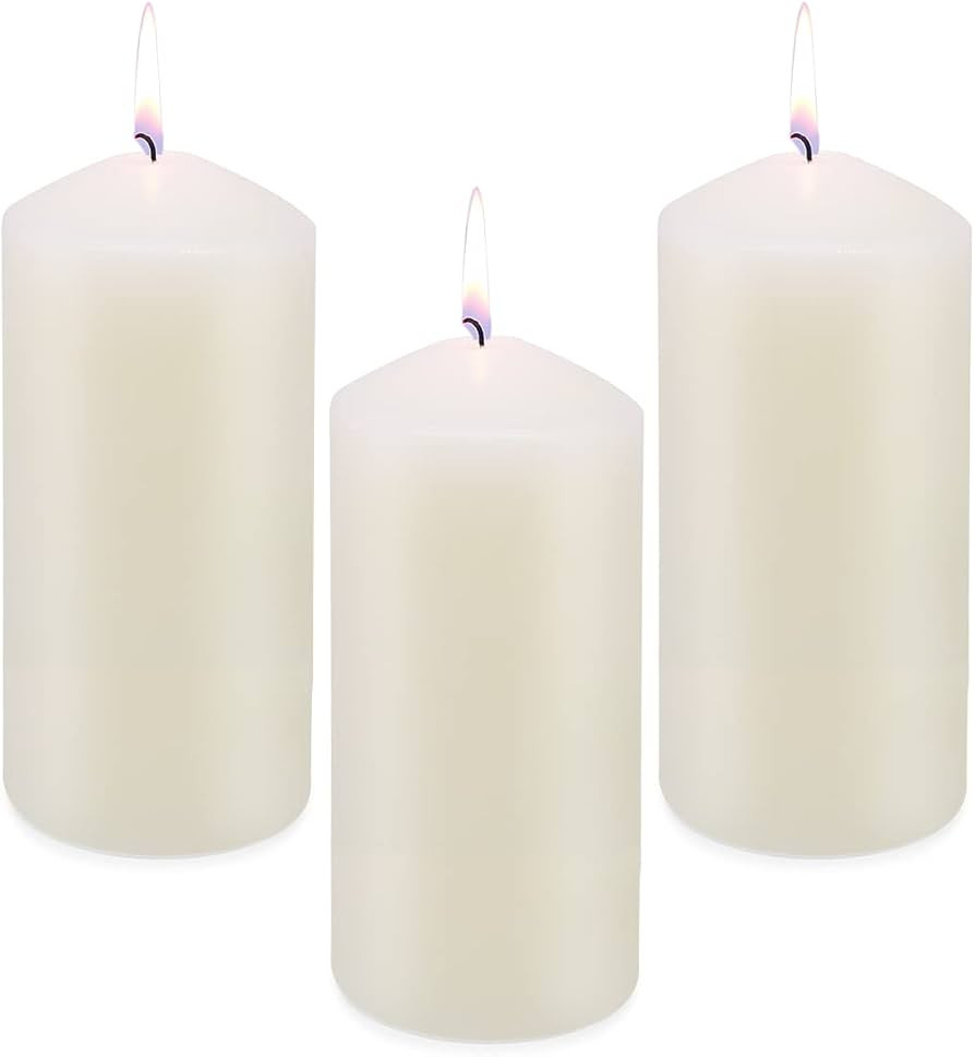 Ivory Tapered Pillar Candles, 3 x 6 Inches Unscented Candles for Home Restaurant Weddings Church ... | Amazon (US)