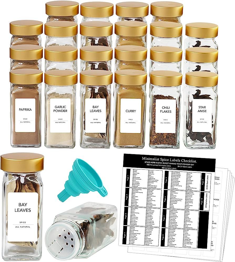 AYOUSIN 24 Spice Jars with Labels - 4oz Amazon Kitchen Finds Amazon Essentials Amazon Finds | Amazon (US)