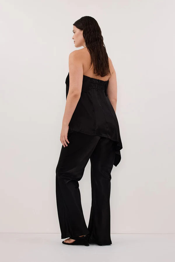 SANDER BLACK STRAPLESS SATIN TOP | DISSH