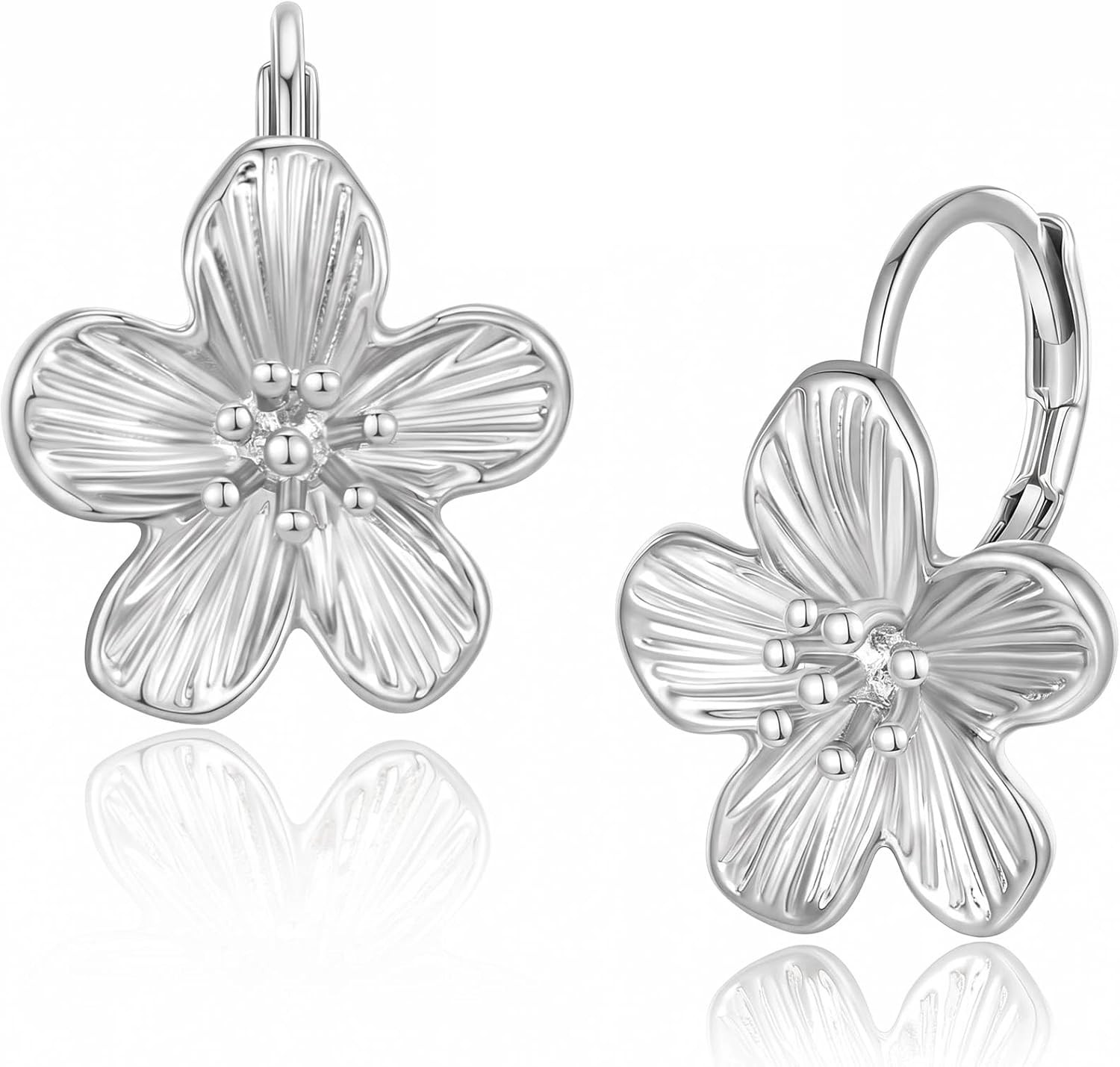 Small Dangle Earrings for Women - Vintage Flower Design, 14k Gold Plated Hypoallergenic Lever-back Earrings, Silver & Gold Color, Lightweight & Dainty Jewelry | Amazon (US)