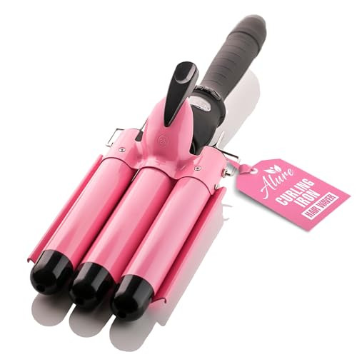 Alure Three Barrel Curling Iron Wand Hair Waver with LCD Temperature Display - 1 Inch Ceramic Tourmaline Triple Barrels, Dual Voltage Crimp | Amazon (US)