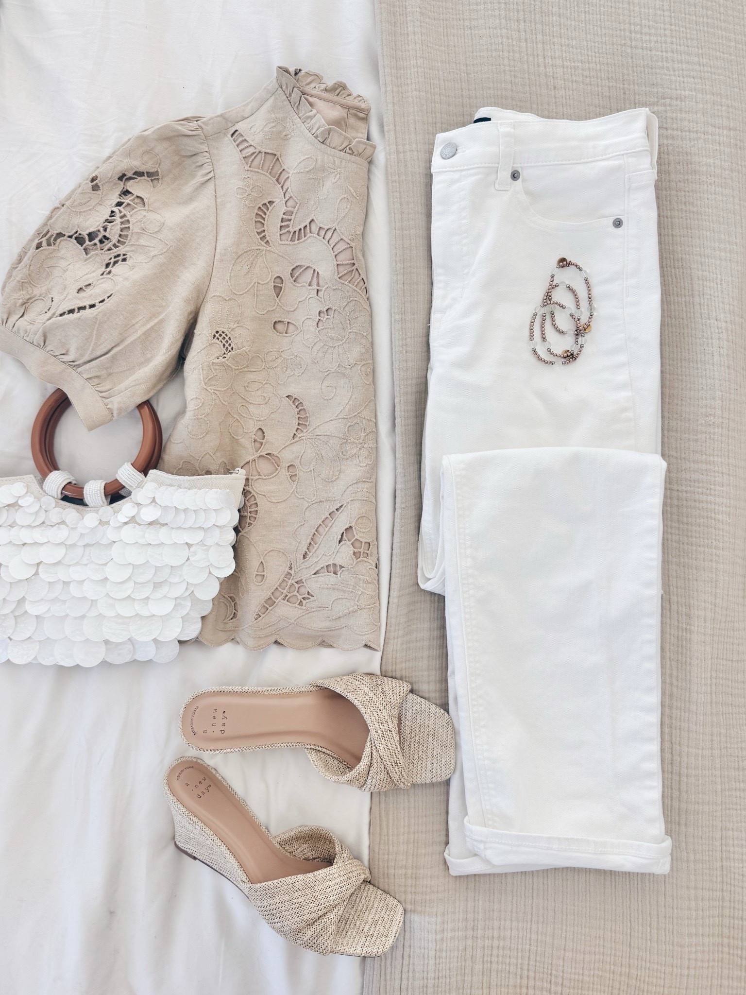 Neutral spring outfit with target wedge sandals 😍

#LTKTall #LTKOver40