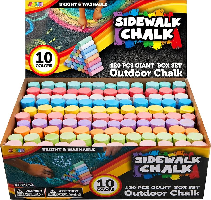 JOYIN 120 PCS Sidewalk Chalks for Kids Giant Box Non-toxic Jumbo Colored Washable Sidewalk Chalk ... | Amazon (US)
