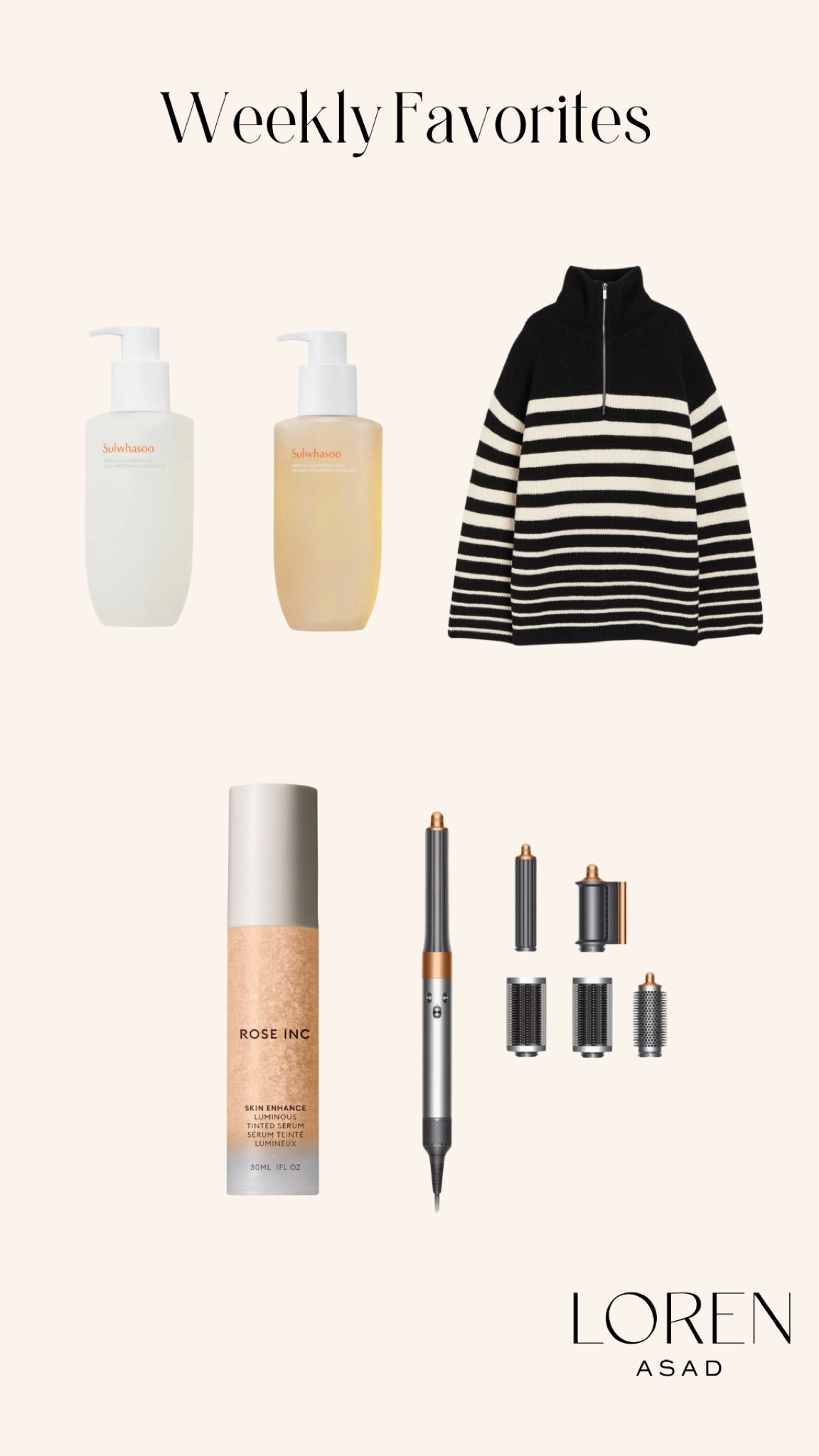 Rose INC skin tint- shade 30, H&M Striped Sweater- size small 