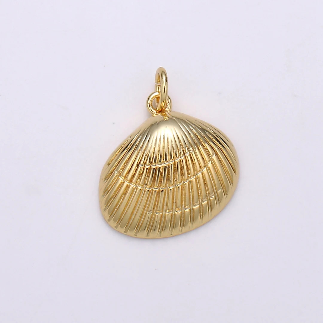 Scallop 24K Gold  Charm, Golden Shell Pendant Charm, Beach, Nature, Coral Sea Shell  Charm, Charm... | Etsy (US)