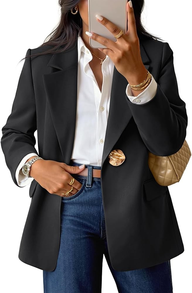 MEROKEETY Women's Long Sleeve Blazer 2026 Fall Open Front Work Office Suit Jacket Business Casual... | Amazon (US)