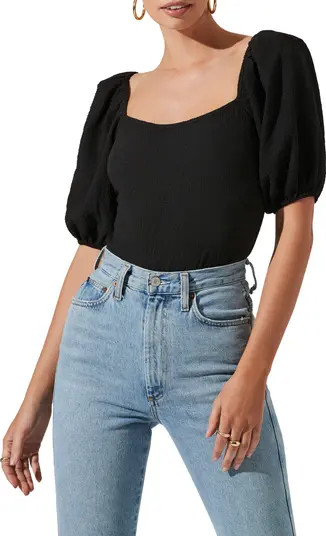 Puff Sleeve Textured Bodysuit | Nordstrom