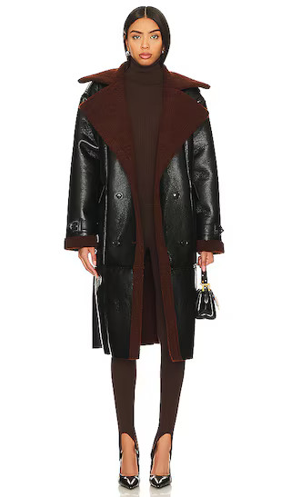 Kinzie Faux Leather Coat in Black | Revolve Clothing (Global)