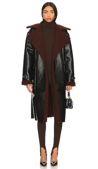Kinzie Faux Leather Coat in Black | Revolve Clothing (Global)