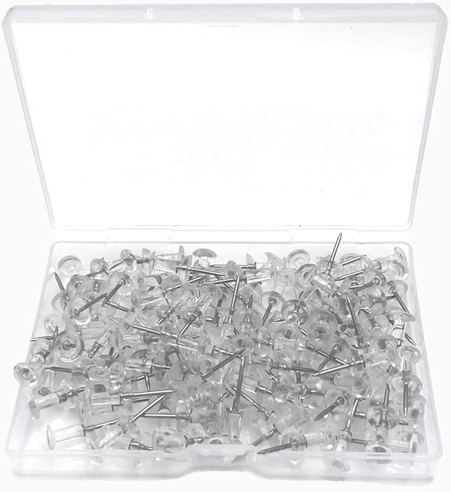 Pack of 100 transparent drawing pins, drawing pins with plastic box, card nail push pins, upholst... | Amazon (DE)