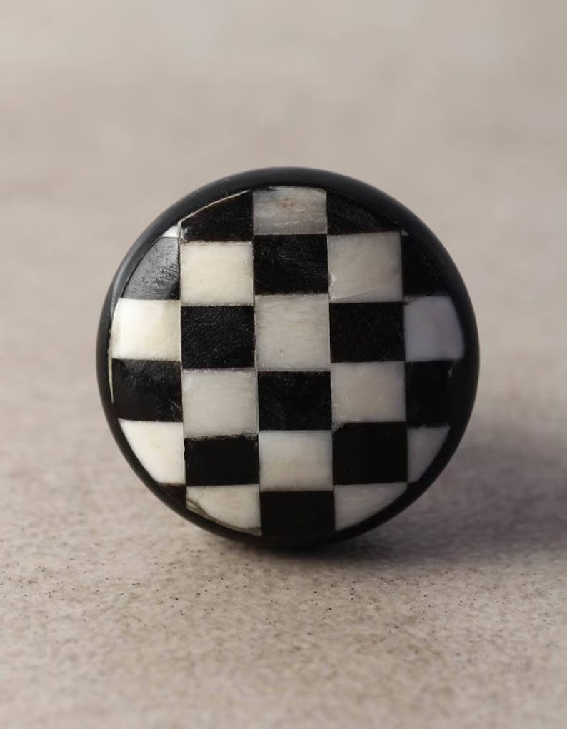 Black and White Checkered Cabinet Bone Knob sold in Sets - Etsy | Etsy (US)
