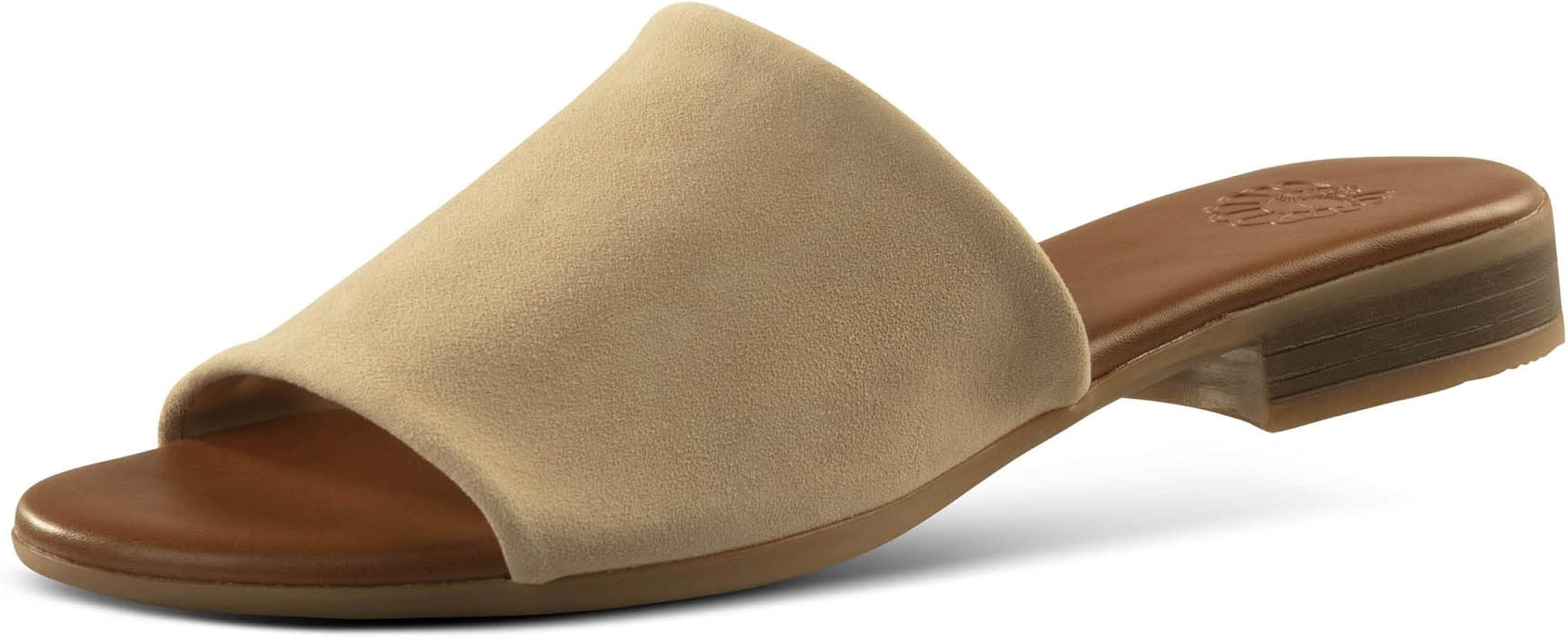 JATAREA Women’s Slip-On Leather Flat Sandals with Round Open Toe | Classic and Trendy Slippers | Amazon (US)