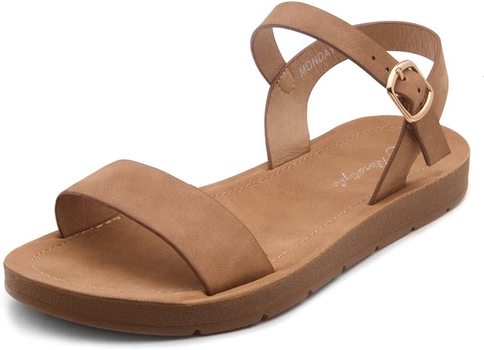 Herstyle Monday Women's Open Toes One Band Ankle Strap Flat Sandals | Amazon (US)