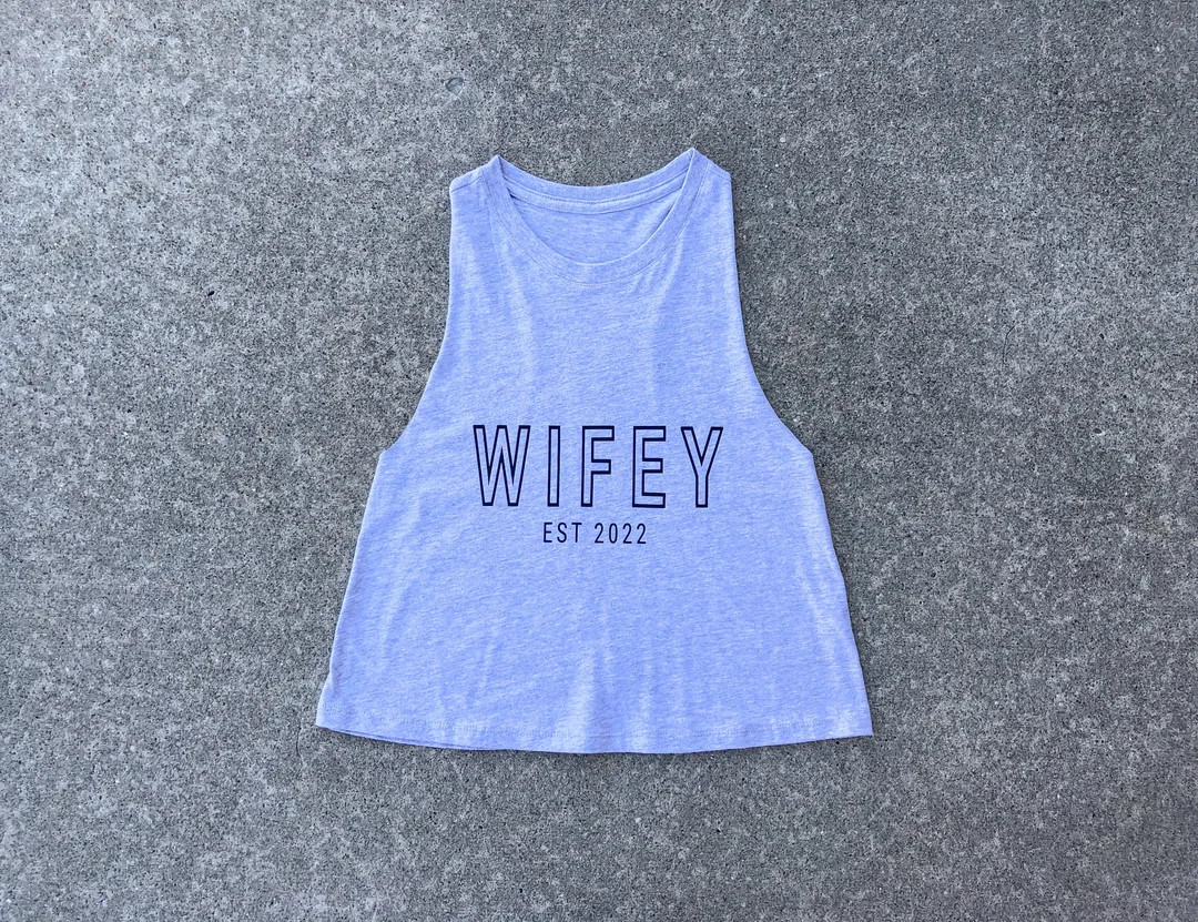 Cropped Wifey Tank Wedding Photo Honeymoon Shirt Bride to - Etsy | Etsy (US)
