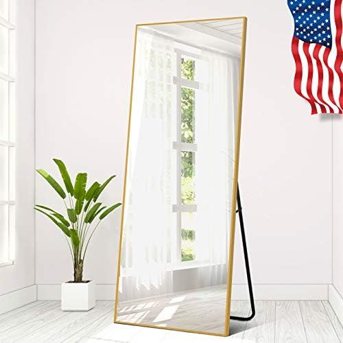 Elevens Metal Aluminum Alloy Frame Full Length Floor Mirror 65"x22" Large Rectangle Body Wall Mir... | Amazon (US)