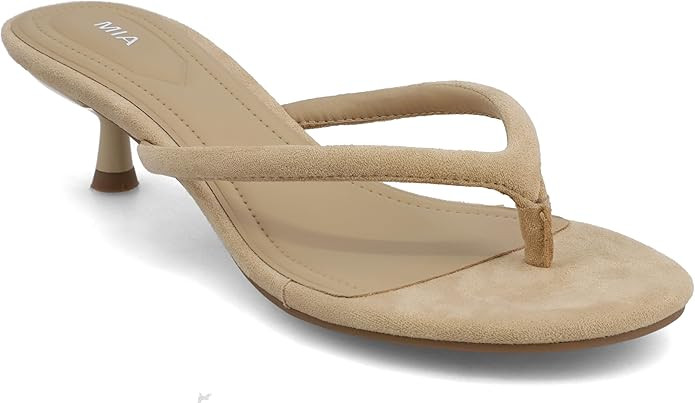 MIA Women's Farren Faux Suede Kitten Heel Sandals | Amazon (US)