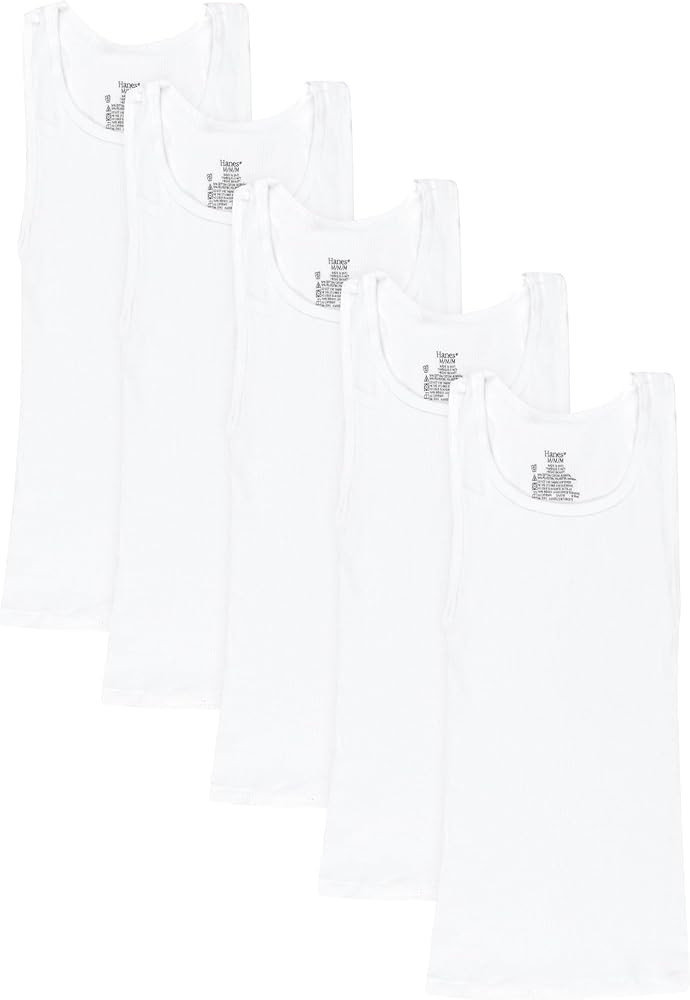 Hanes Boys' Ecosmart Cotton Tank Undershirt 5-Pack | Amazon (US)
