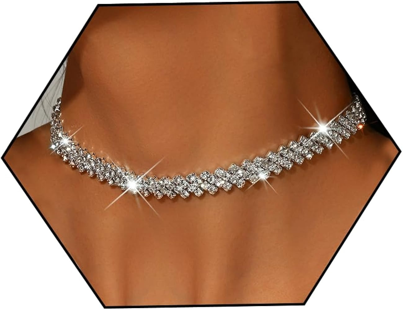 Rhinestone Choker Necklaces for Women Silver Diamond Choker and Earring Prom Jewelry Set for Wome... | Amazon (US)