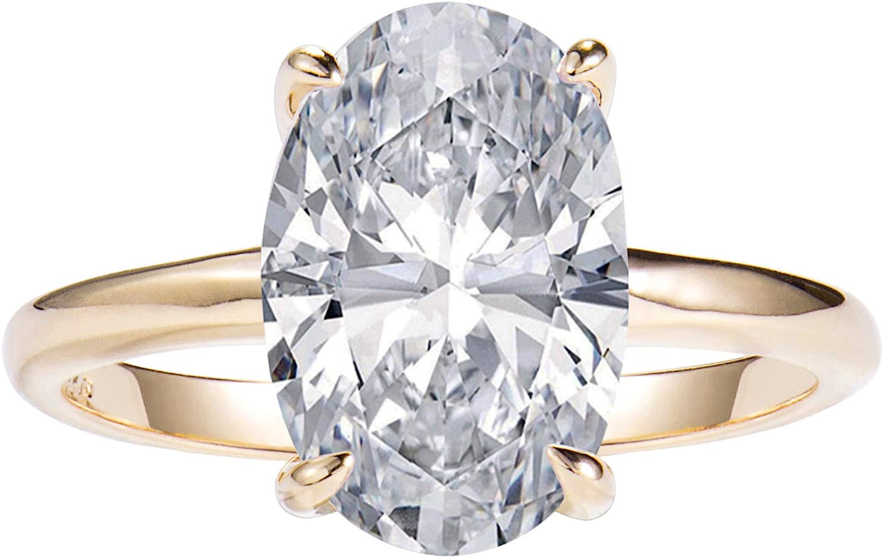 LEMON GRASS 3.5ct Oval Solitaire Engagement Ring Thin Band in Sterling Silver 925 Size 4-9 | Amazon (US)