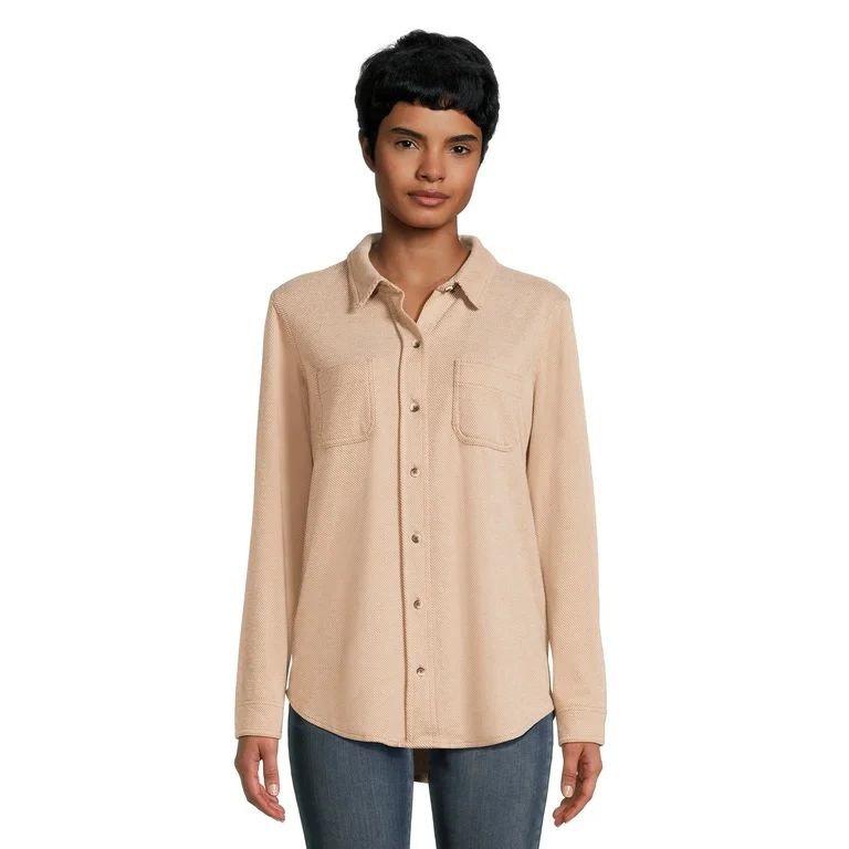Time and Tru Women's Cozy Button Front | Walmart (US)