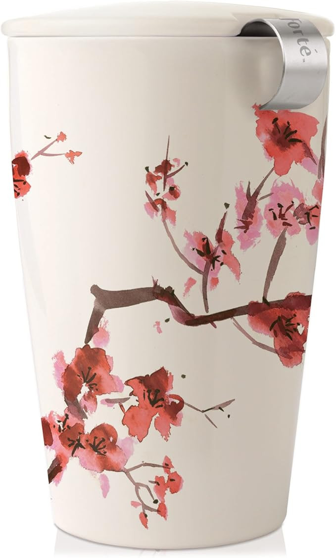Tea Forte Kati Cup Cherry Blossoms, Ceramic Tea Infuser Cup with Infuser Basket and Lid for Steep... | Amazon (US)