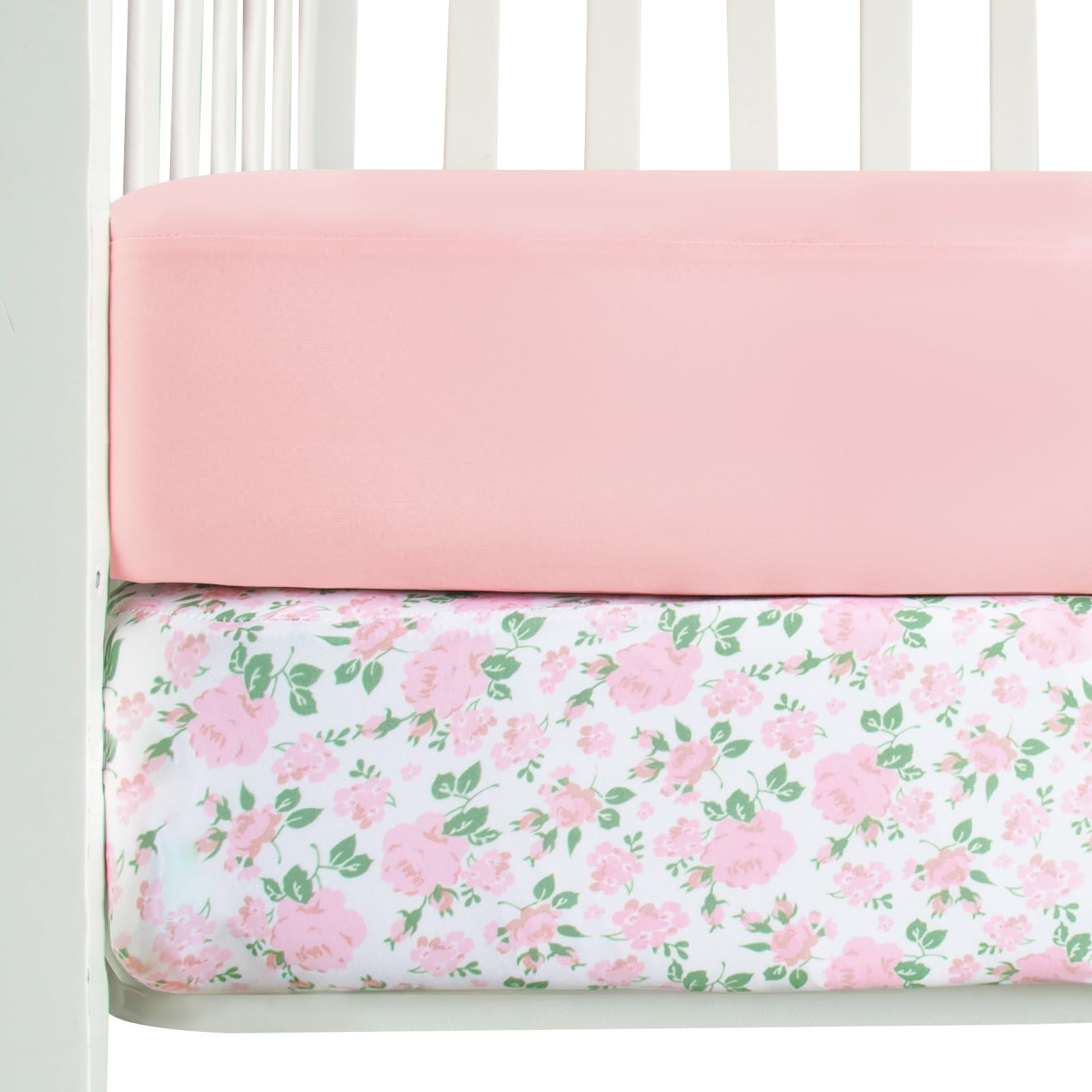Stretchy Crib Sheets Girl, 2 Pack Baby Crib Sheets Fitted for Standard Crib and Toddler Mattress ... | Amazon (US)