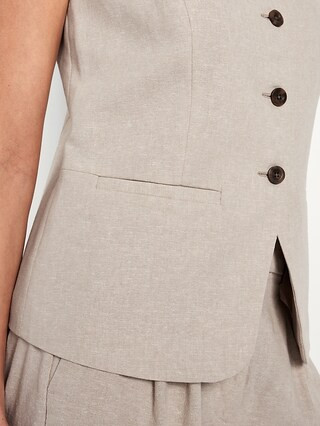 Linen-Blend Button-Front Vest | Old Navy (US)