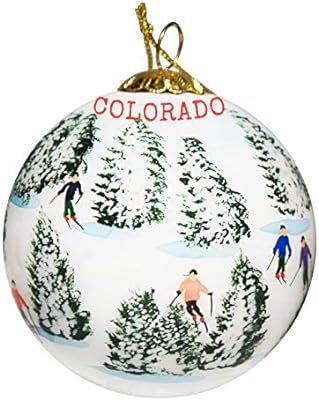 Art Studio Company Hand Painted Glass Christmas Ornament - Skiing The Glades - Colorado | Amazon (US)