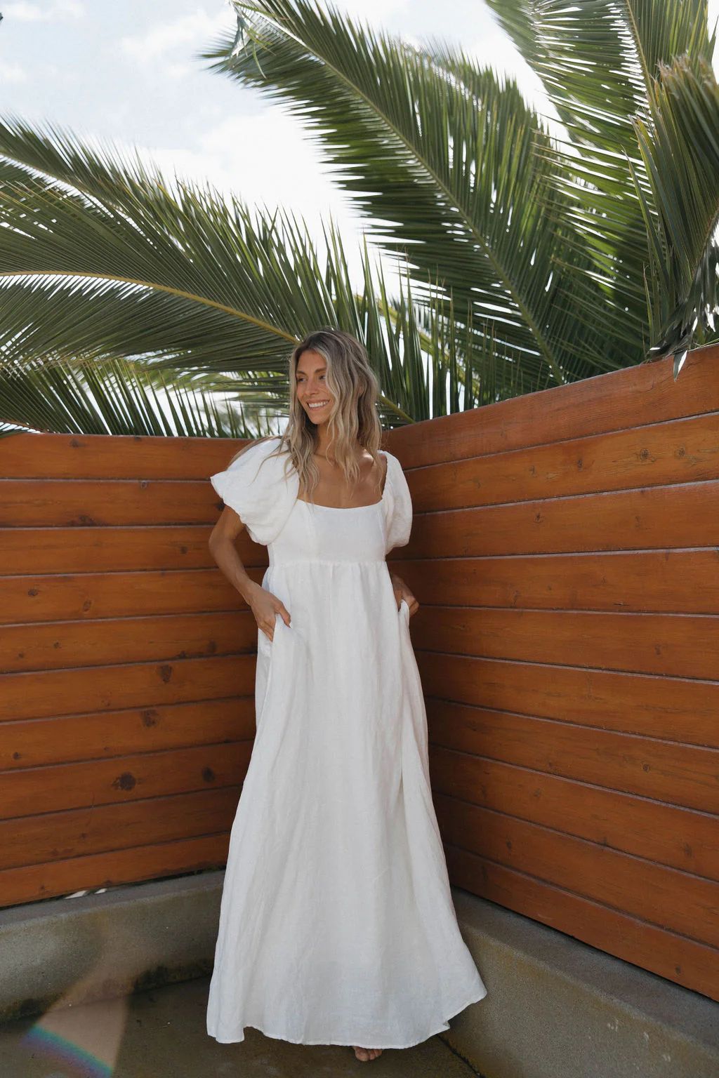 Candace Maxi Dress in Off-White - 100% Linen - Bump Friendly | Worth Collective