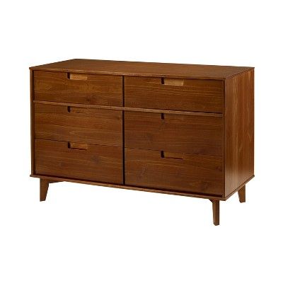 Mid-Century Modern Groove Wood 6 Drawer Dresser - Saracina Home | Target