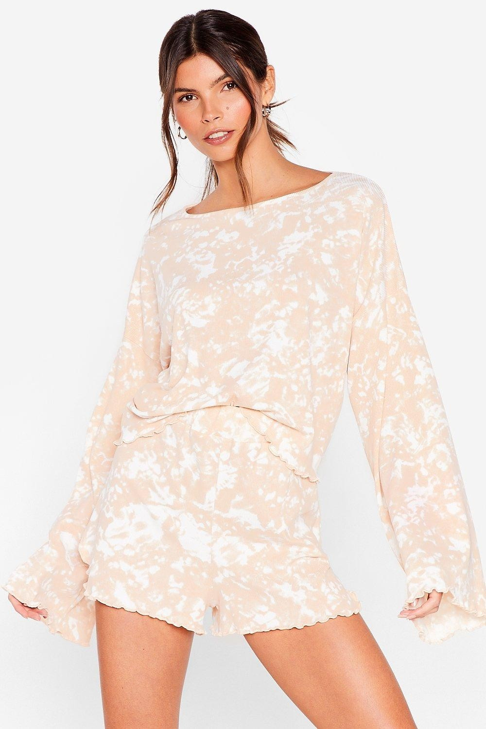 Tie Dye Ribbed Shorts Pajama Set | Nasty Gal (US)