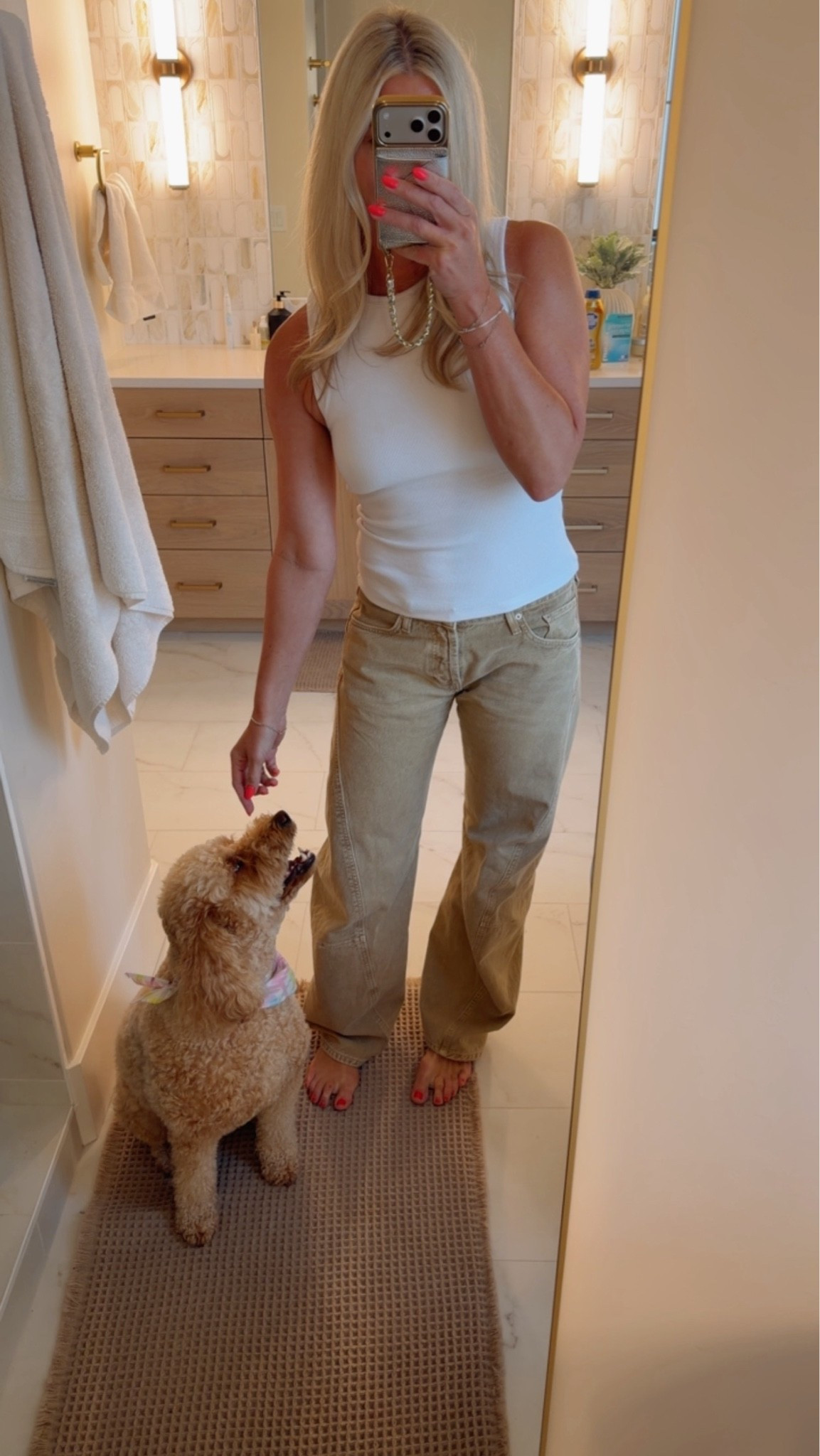 Abercrombie tank with built-in bra 
Free People jeans mid-rise 
Casual outfit 
OOTD

#LTKootd #LTKOver40 #LTKSeasonal