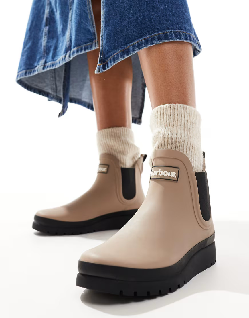 Barbour Clifton wedge chelsea welly in light trench/black-Neutral | ASOS (Global)