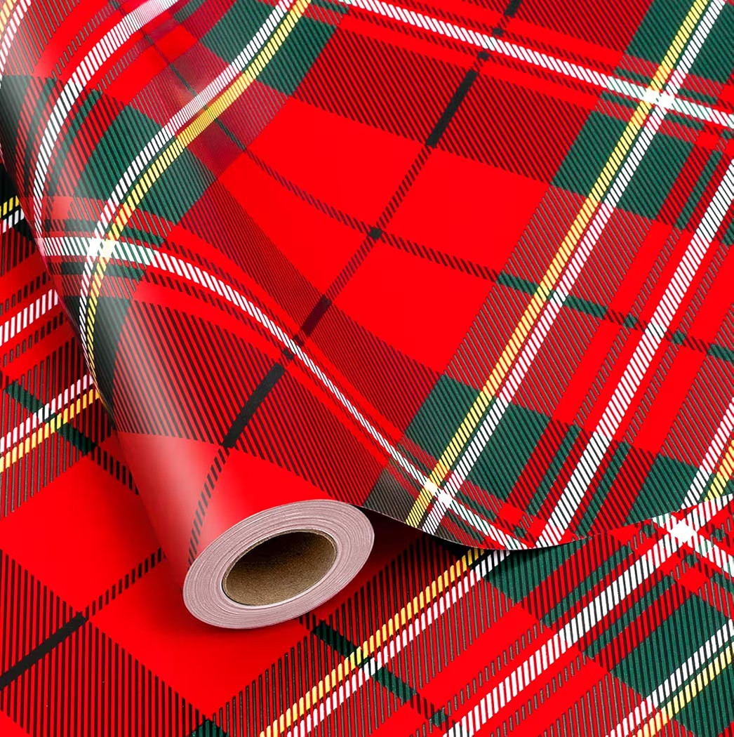 MAYPLUSS Christmas Gift Wrapping Paper Roll - 17 Inch X 33 Feet - Red and Green Royal Stewart Tar... | Amazon (US)