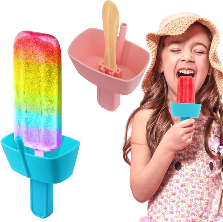 AIERSA 2PCS Silicone Popsicle Holders for Kids No Drip, Reusable Mess Free Ice Pop Stick Holder w... | Amazon (US)