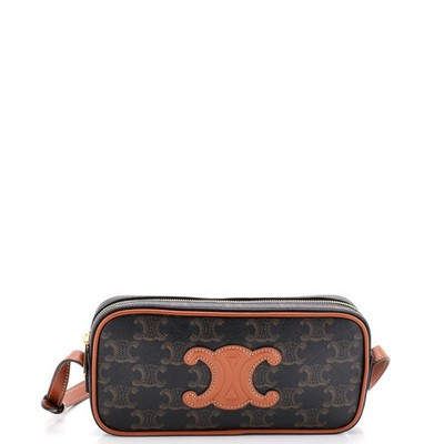 Celine Cuir Triomphe Camera Shoulder Bag Triomphe Coated Canvas with Leather | eBay US