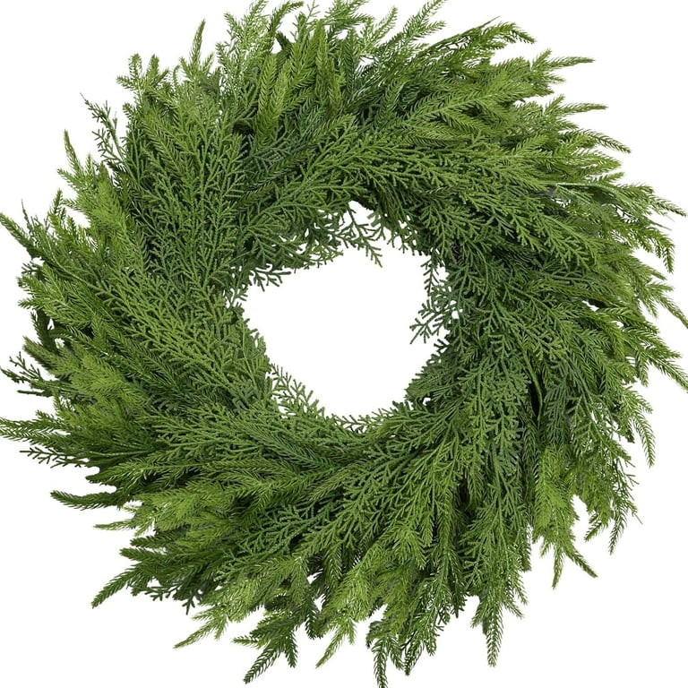 22 Inch Christmas Pine Cedar Wreaths for Front Door, Realistic Large Winter Greenery Pine Cedar W... | Walmart (US)